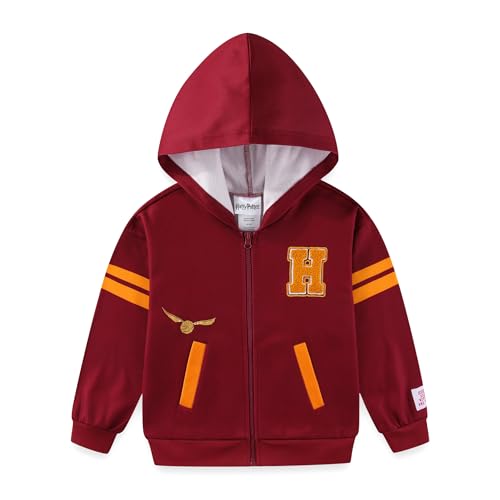 Harry Potter Hogwarts Jungen Kapuzenpullover mit durchgehendem Reißverschluss für große Kinder, Rot/Ausflug, einfarbig (Getaway Solids), 10 von Harry Potter