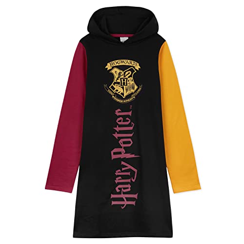 Harry Potter Hoodie Kleid, Oversized Hoodie Mädchen Lang, Sweatkleid Mädchen für Kinder und Teenager, Hogwarts Pullover Kleid (Schwarz/Mehrfarbig, 11-12 Jahre) von Harry Potter