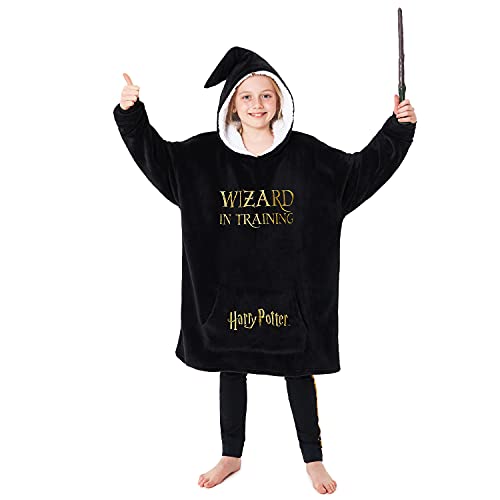 Harry Potter Kinder Hoodie Decke Übergröße Kapuzenpullover Mädchen und Jungen (Schwarz) von Harry Potter