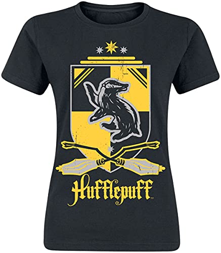 Harry Potter Hufflepuff Frauen T-Shirt schwarz L 100% Baumwolle Fan-Merch, Filme, Hogwarts, Hufflepuff von Harry Potter