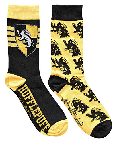 Harry Potter Hufflepuff Hauswappen-Muster Herren Crew Socken 2 Paar Pack Schuhgröße 39-40 von Harry Potter