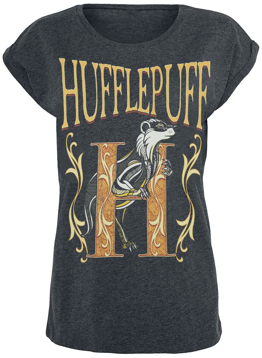 Harry Potter Hufflepuff T-Shirt charcoal in M von Harry Potter