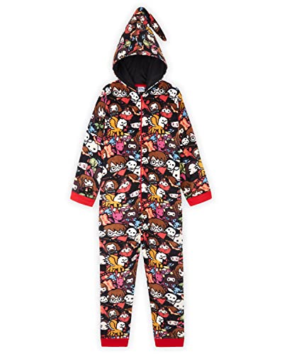 Harry Potter Jumpsuit Kinder, Fleece Onesie Jungen und Mädchen, Schlafoverall Kinder Kostüm Overall, Kuschelanzug Einteiler 7-14 Jahre (Mehrfarbig, 11-12 Jahre) von Harry Potter