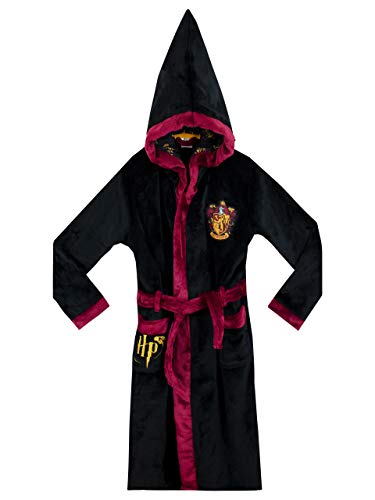 Harry Potter Bademantel | Gryffindor Kinderbademantel | Hogwarts Robe für Jungs | Fleece Morgenmantel Schwarz 122 von Harry Potter