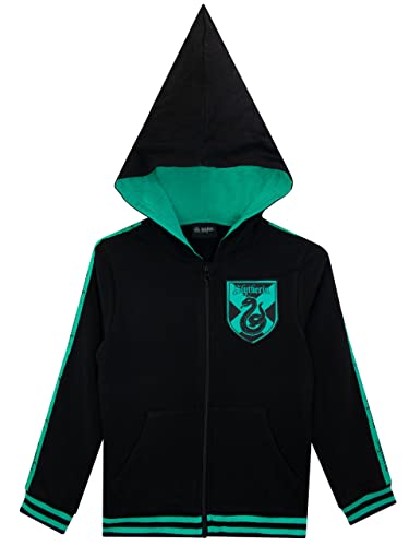 Harry Potter Jungen Slytherin Hoodie mit spitzer Kapuze Schwarz 116 von Harry Potter