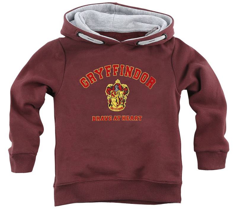Harry Potter Kapuzenpullover - Kids - Gryffindor - Brave At Heart - 116 bis 164 - Größe 128 - bordeaux  - Lizenzierter Fanartikel von Harry Potter