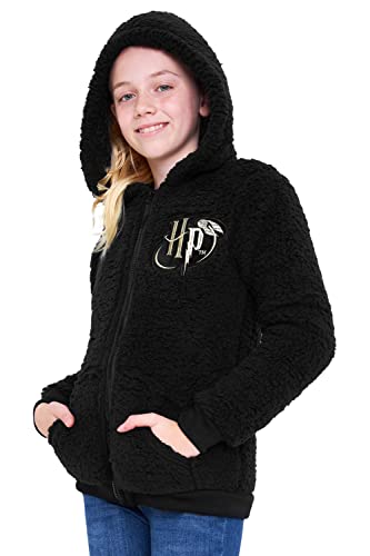 HARRY POTTER Kapuzenpullover Kinder Teddy Fleece Hoodie Teenager (13-14 Jahre, Schwarz HP Kinder) von HARRY POTTER