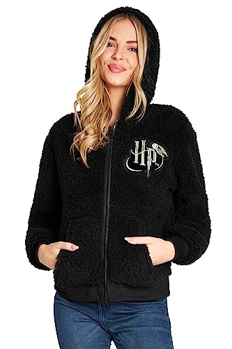 HARRY POTTER Kapuzenpullover Kinder Teddy Fleece Hoodie Teenager (14-15 Jahre, Schwarz HP Jugendliche) von Harry Potter