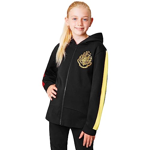 Harry Potter Kapuzenpullover Kinder Mädchen Hoodie Teenager Kapuzenpullover Crewneck Sweatshirt Mädchen Pullover 5-14 Jahre Offiziell Merchandise (Schwarz mit Kapuze, 11-12 Jahre) von Harry Potter