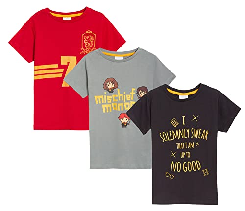 Harry Potter Kinder 3er-Pack T-Shirts für Jungen und Mädchen, Hogwarts Top, Ron, Hermione, Quidditch, kurzärmelige Tees 5-6 Jahre von Harry Potter