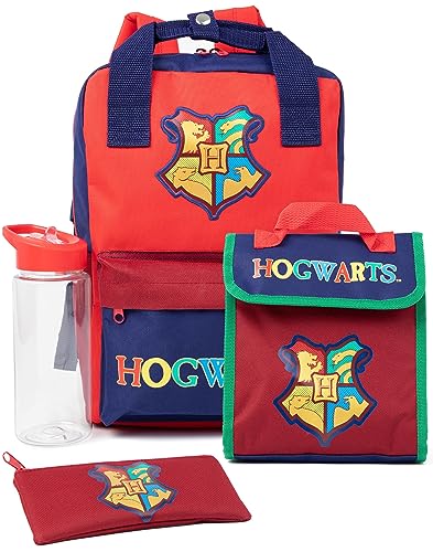 Harry Potter Kinder-Rucksack | Zauberer-Schulrucksack mit Federmäppchen, Lunchtasche & Trinkflasche | Magische Geschenke für die Schule | Lasst die Zauberei beginnen | Thematische Accessoires von Harry Potter