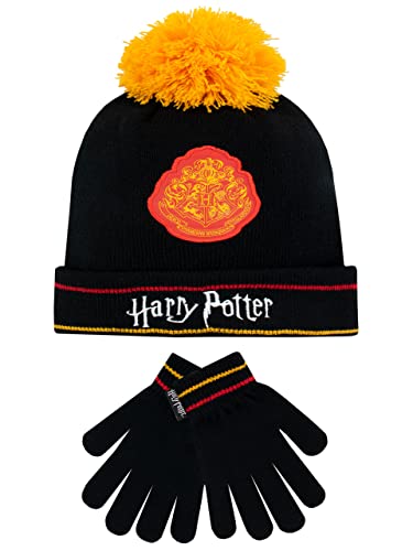 Harry Potter Kinder Wintermütze und Handschuhe Set Hogwarts Schwarz One Size von Harry Potter