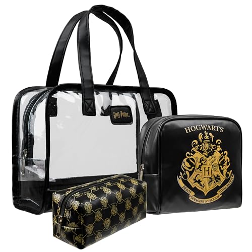 Harry Potter Kulturbeutel Damen Mädchen Teenager, Kulturtasche Set mit 3 Reißverschlusstaschen von Harry Potter