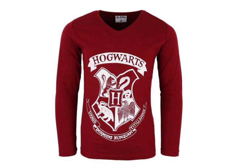 Harry Potter Langarmshirt Harry Potter Hogwarts Kinder langarm Shirt Gr. 134 bis 164, Baumwolle, Rot von Harry Potter