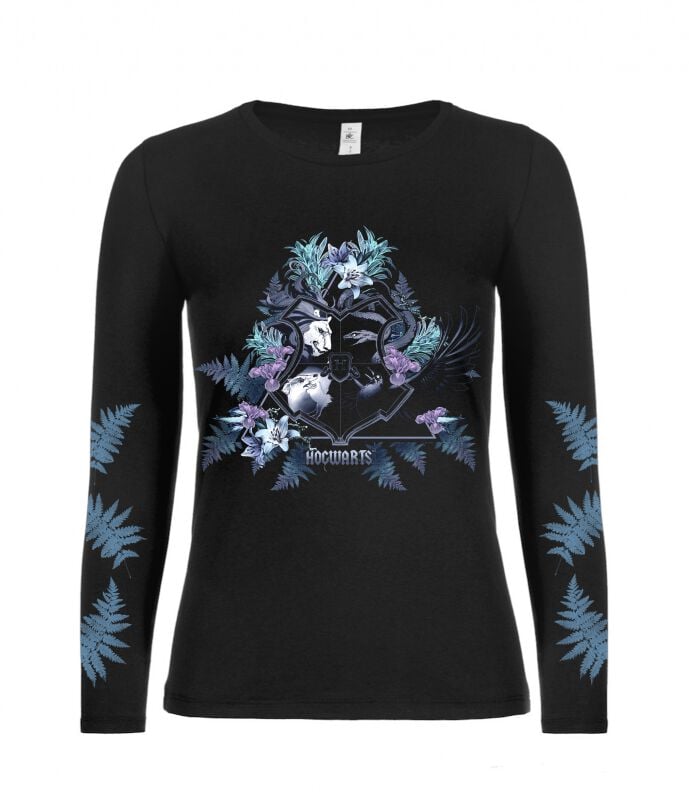 Harry Potter Langarmshirt - Hogwarts - XL bis XXL - für Damen - Größe XL - schwarz  - Lizenzierter Fanartikel von Harry Potter