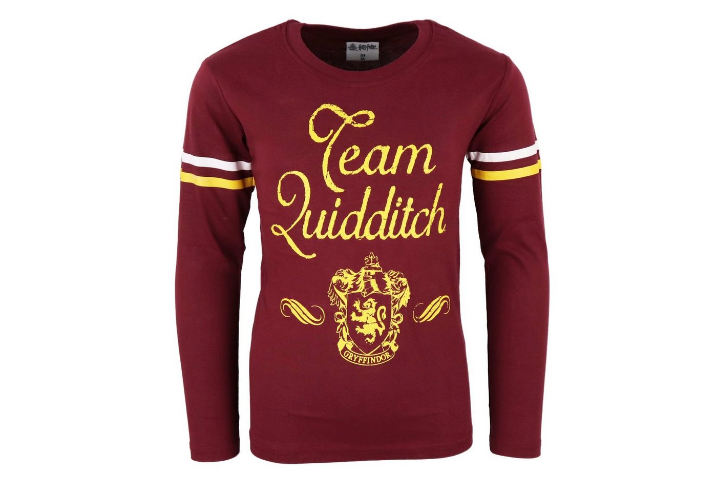 Harry Potter Langarmshirt Team Quidditch Gryffindor Kinder Shirt Gr. 134 bis 164, 100% Baumwolle, Dunkelrot von Harry Potter