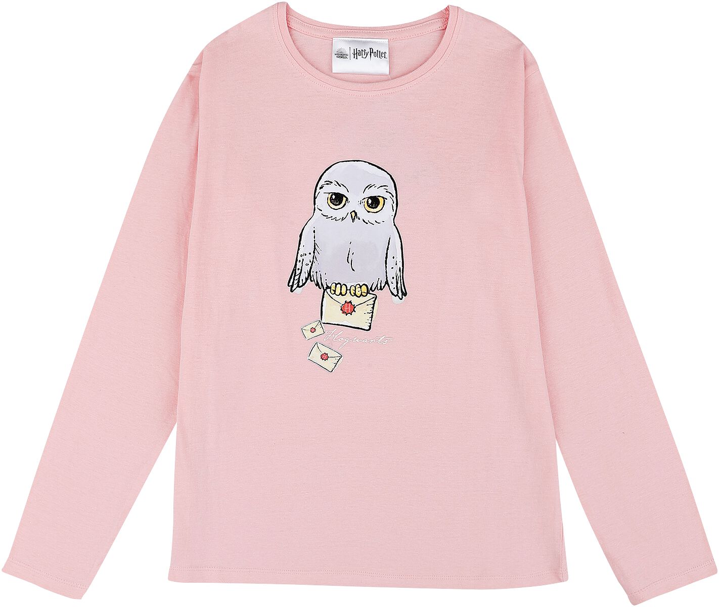 Harry Potter Langarmshirt für Kinder - Kids - Hedwig - für Mädchen - rosa  - Lizenzierter Fanartikel von Harry Potter