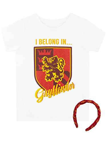 Harry Potter Mädchen Gryffindor T-Shirt und Stirnband-Set für Kinder 146 Weiß von Harry Potter