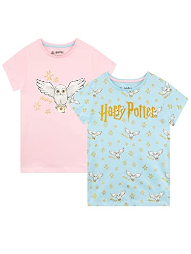 Harry Potter Mädchen Hedwig T-Shirt 2er Pack Kurzärmelige Oberteil für Kinder Packung mit Zwei 128 Mehrfarbig von Harry Potter