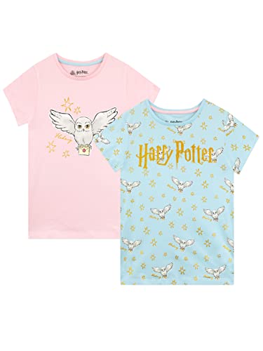 Harry Potter Mädchen Hedwig T-Shirt 2er Pack Kurzärmelige Oberteil für Kinder Packung mit Zwei 140 Mehrfarbig von Harry Potter