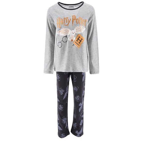 Harry Potter Mädchen Pyjama lang Schlafanzug (DE/NL/SE/PL, Numerisch, 116, Regular, Grau) von Harry Potter