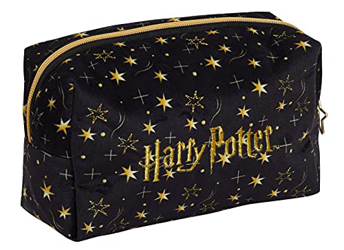 Harry Potter Make Up Bag for Women Girls Pencil Case Black Velvet Cosmetic Toiletries Bag Travel Accessory Deathly Hallows Gift von Harry Potter