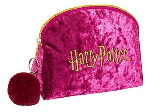 Harry Potter Make-up-Tasche für Frauen und Mädchen, doppelseitig, Samt, Kosmetiktasche, Reisezubehör, Geschenk, burgunderfarben, Einheitsgröße, Kosmetiktasche von Harry Potter