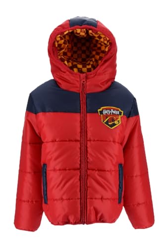 Harry Potter Mantel für Jungen, Warme und Weich Gepolsterte Jacke, Kinder-Kapuzenmantel, Quidditch-Gryffindor-Design, Rot Mantel, Größe 8 Jahre - Rot von Harry Potter