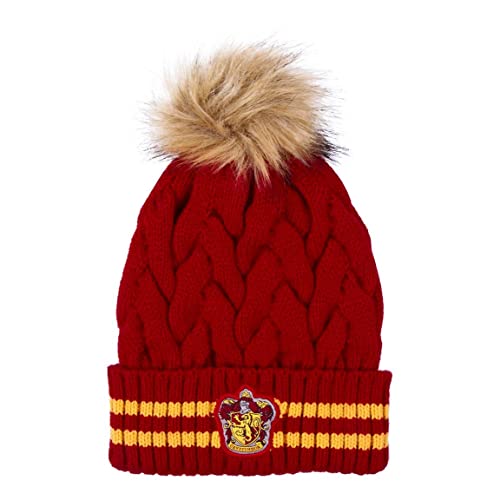 Harry Potter Mütze für Mädchen und Jungen, Hogwarts Mütze für Kinder, Jugendliche und Erwachsene, Gryffindor Mütze Winter-Accessoires - Rot von Harry Potter