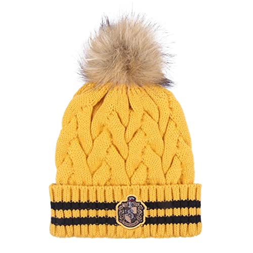 Harry Potter Mütze für Mädchen und Jungen, Hogwarts Mütze für Kinder, Jugendliche und Erwachsene, Hufflepuff Mütze Winter-Accessoires - Gelb von Harry Potter