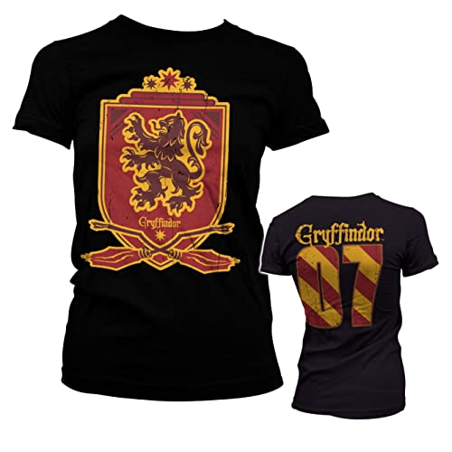 Harry Potter Offizielles Lizenzprodukt Gryffindor 07 Damen T-Shirt (Schwarz), Medium von Harry Potter