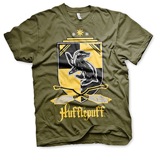 Harry Potter Offizielles Lizenzprodukt Hufflepuff Herren T-Shirt (Olive), XX-Large von Harry Potter