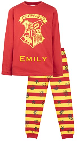 Harry Potter - Personalisierter Schlafanzug für Kinder – Langarm Pyjama Top & Lange Hose Set – 100% Baumwolle – Offizielles Merchandise – PJs Mit Personalisiertem Namen von Harry Potter