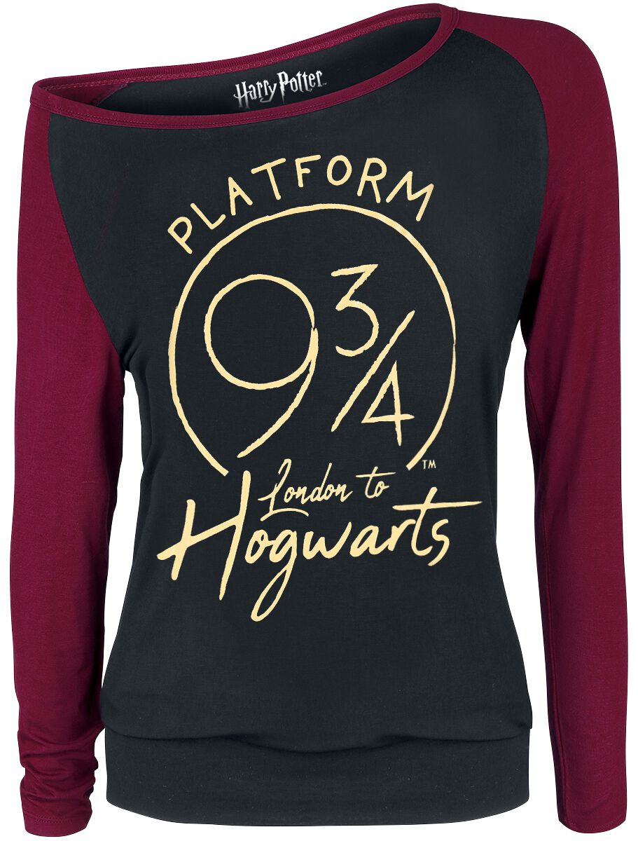 Harry Potter Platform 9 3/4 Langarmshirt schwarz bordeaux in M von Harry Potter