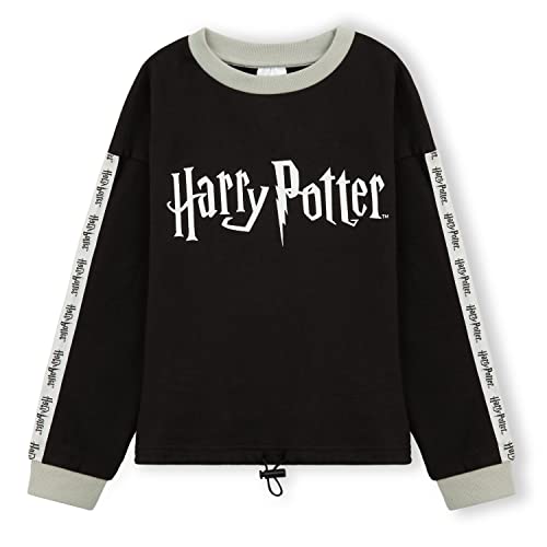 Harry Potter Pullover Mädchen Hoodie Sweatshirt Teenager (SchwarzSchwarz/Grau Sweatshirt, 13-14 Jahre) von Harry Potter