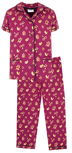 Harry Potter - Pyjama Set für Kinder, Alter 13/14 - Kurzarm-Pyjama-Oberteil & Lange Hose - 100% Baumwolle - Offizielle Merchandise - Gryffindor Rot von Harry Potter