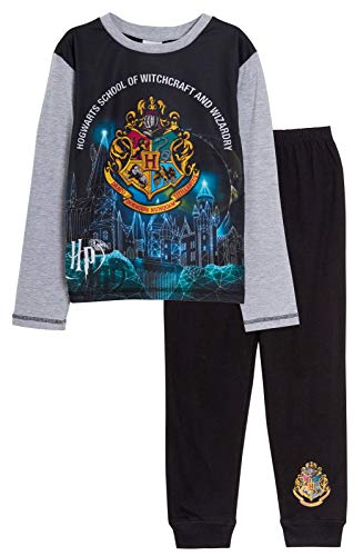 Harry Potter Pyjamas Ultimate Kids Full Length Pjs Jungen Mädchen Unisex Hogwarts Lange Nachtwäsche Set, Schwarz , 134 von HARRY POTTER