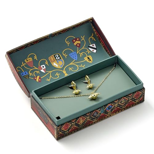 Harry Potter Quidditch Geschenkbox mit süßer goldener Schnatz-Halskette und Ohrringen, Einheitsgröße, Zink, Kein Edelstein Harry Potter Quidditch Geschenkbox mit süßer goldener Schnatz-Halskette und Ohrringen, Einheitsgröße, Zink, Kein Edelstein von Harry Potter