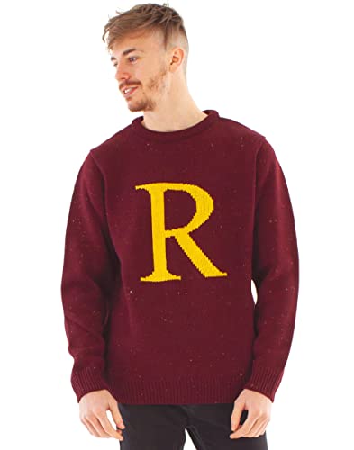 Harry Potter R für Ron Erwachsene Weihnachtspullover | Herren & Damen Ron Weasley Letter R Strick-Sweatshirt | Xmas Stein der Weisen Film Bekleidung Geschenk in Rot | Festliches Hogwarts-Geschenk von Harry Potter