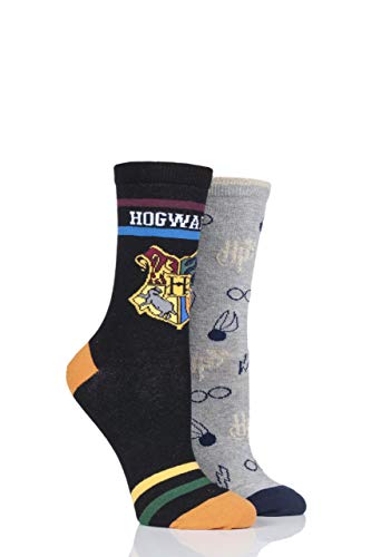 Harry Potter SOCKSHOP Damen Hogwarts und Golden Snitch Baumwolle Socken 2 Paar Packung Sortiert 36-40 von Harry Potter