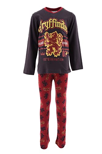 Harry Potter Schlafanzug, T-Shirt und Lange Hose, 2-Teiliges Set für Jungen und Mädchen, Baumwoll Schlafanzug für Kinder und Teenager (as3, Age, 8_Years, Regular, Rot) von Harry Potter