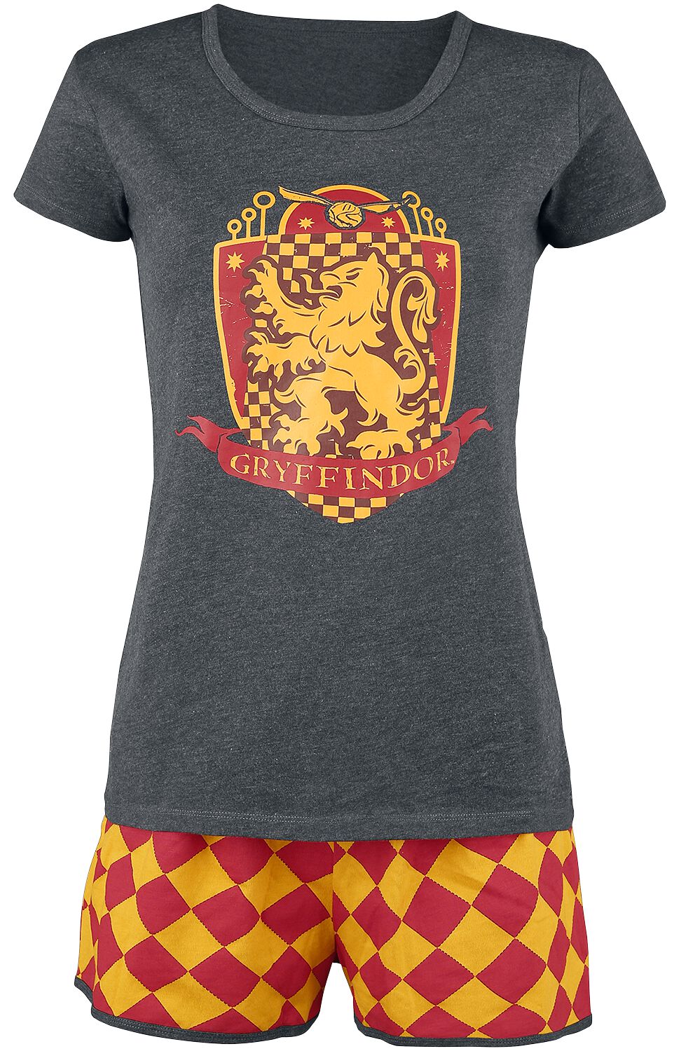 Harry Potter Schlafanzug - Gryffindor Quidditch - XS bis 5XL - für Damen - Größe 4XL - grau/rot/gelb  - EMP exklusives Merchandise! von Harry Potter