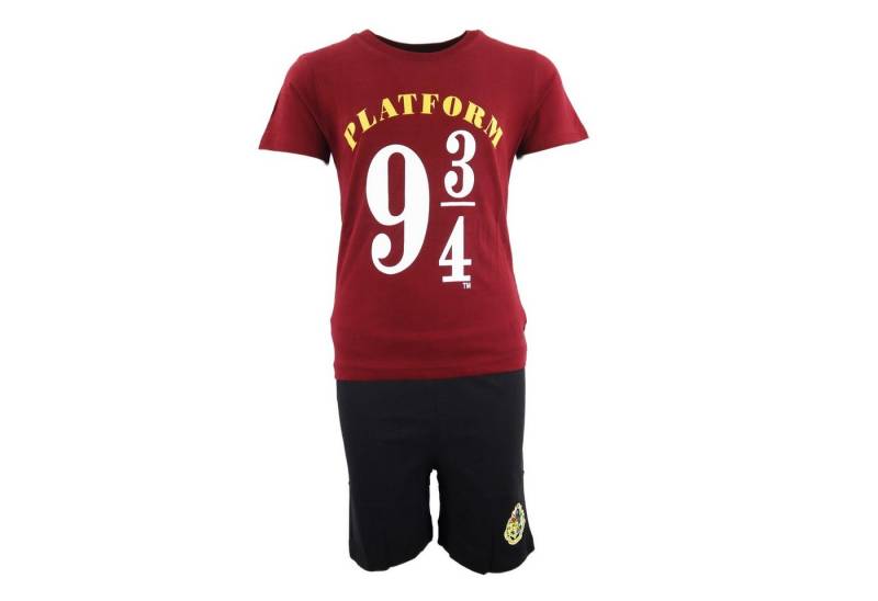 Harry Potter Schlafanzug Harry Potter Platform 9 3/4 kurzarm Pyjama Gr. 134 bis 164, Braun oder Weiß 100% Baumwolle von Harry Potter