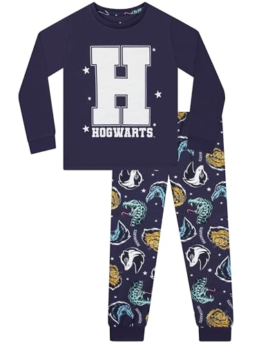 Harry Potter Schlafanzug Mädchen, Hogwarts Schlafanzug Kinder, Langarm Pyjama Kinder, Winter Schlafanzüge Für Mädchen, Blau 116 von Harry Potter