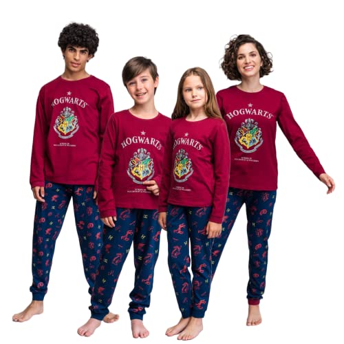 Harry Potter Schlafanzug für Jungen und Mädchen, Hogwarts Pyjama, Passendes Familien Pyjama Set, Geschenk für Kinder und Erwachsen (as3, Age, 10_Years, Regular, Mädchen, 10 Jahre) von Harry Potter