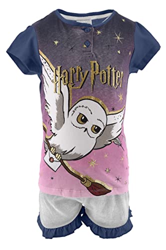Harry Potter Schlafanzug für Mädchen, T-Shirt und Shorts Set 2-Teilig für Mädchen, Weiche Baumwolle, Hedwig Design, Größe 6 Jahre - Blau von Harry Potter