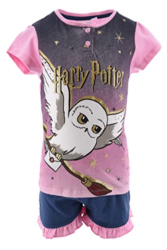 Harry Potter Schlafanzug für Mädchen, T-Shirt und Shorts Set 2-Teilig für Mädchen, Weiche Baumwolle, Hedwig Design, Größen 5 bis 10 Jahre (as3, Age, 6_Years, Regular, Rosa) von Harry Potter