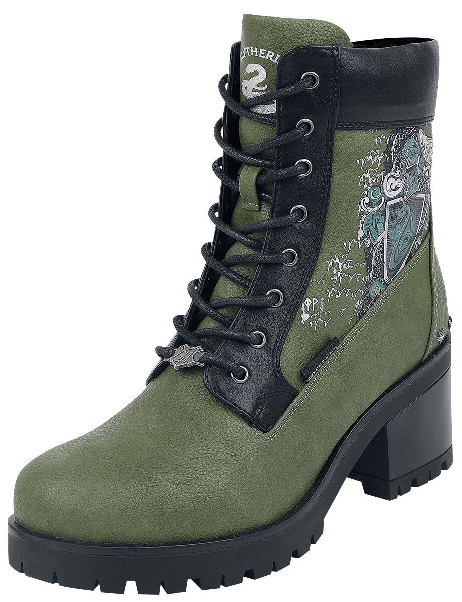 Harry Potter Schnürstiefel - Slytherin - EU37 bis EU41 - für Damen - Größe EU39 - dunkelgrün  - EMP exklusives Merchandise! von Harry Potter