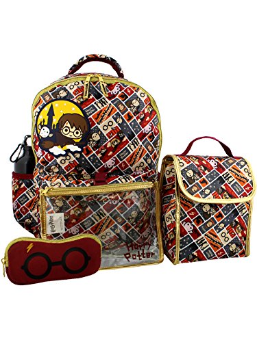 Harry Potter Schulset für Mädchen, Jungen, Teenager, 5-teiliges Set mit Rucksack und Snack-Tasche, Braun, Reisen von Harry Potter