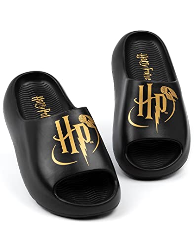 Harry Potter Sliders Mädchen Jungen Kinder | Schwarz geformte Sandalen Golden Snitch HP Logo | Magische Sommerschuhe Schuhe von Harry Potter